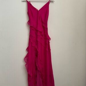 Abercrombie & Fitch Fuchsia Ruffle Maxi Dress
